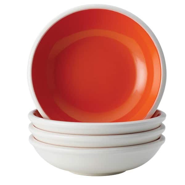 Rachael Ray Dinnerware Rise 4-Piece Stoneware Fruit Bowl Set in Orange
