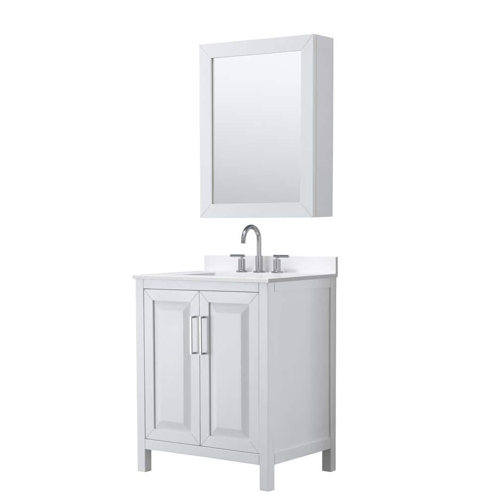 Daria 30 in. W. x 22 in. D x 35.75 in. H Single Bath Vanity in White with White Quartz Top and Medicine Cabinet price history on PriceWatchPro