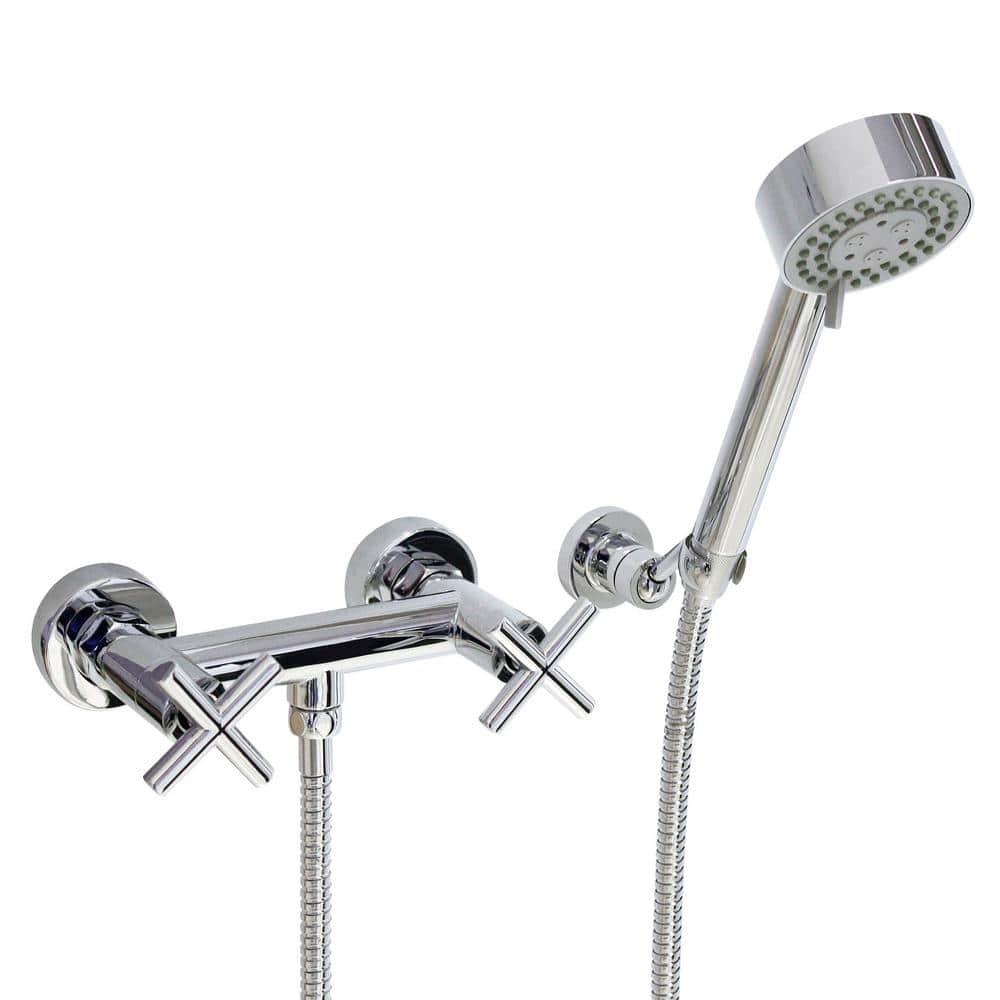 Massage Single-Handle 6-Spray 4.7 in. Round Wall Mount Shower Faucet with Storage Hook in Chrome (Valve Included)