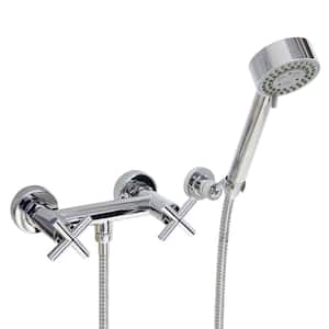 Modern 6 in.2-Handle 3-Spray Shower Faucet with Hand Held Shower in Polished Chrome (Valve Included)