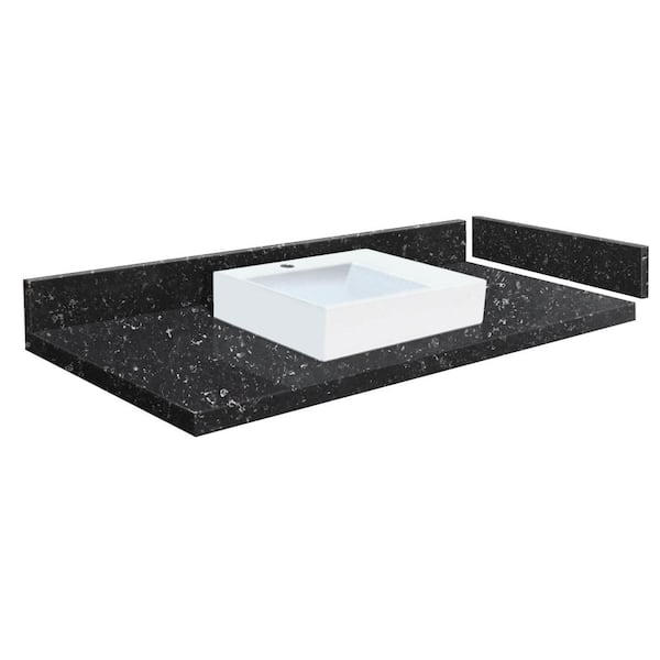 Transolid 58.5 in. W x 22.25 in. D Quartz Vessel Vanity Top in Interlude with Single Hole with White Basin