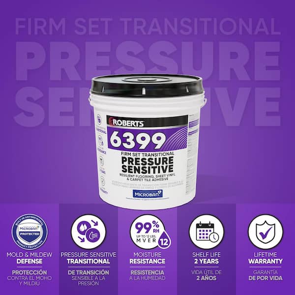 6399 4 Gal. 12 Hour Dry Time Vinyl Firm Set Transitional Pressure-Sensitive Floor Adhesive in Off White