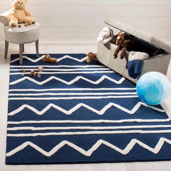 Kids Navy/Ivory 5 ft. x 7 ft. Geometric Area Rug