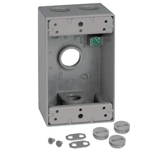1-Gang Metal Weatherproof Electrical Outlet Box with (4) 1/2 inch Holes, Gray