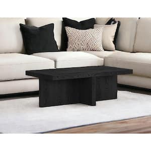 44 in. Black Rectangle Wood Coffee Table