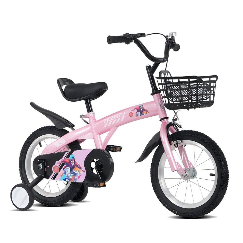Pink 16 in. Girls Adjustable Saddle Bike with Training Wheels and Basket for Age 4-7 Years price history on PriceWatchPro