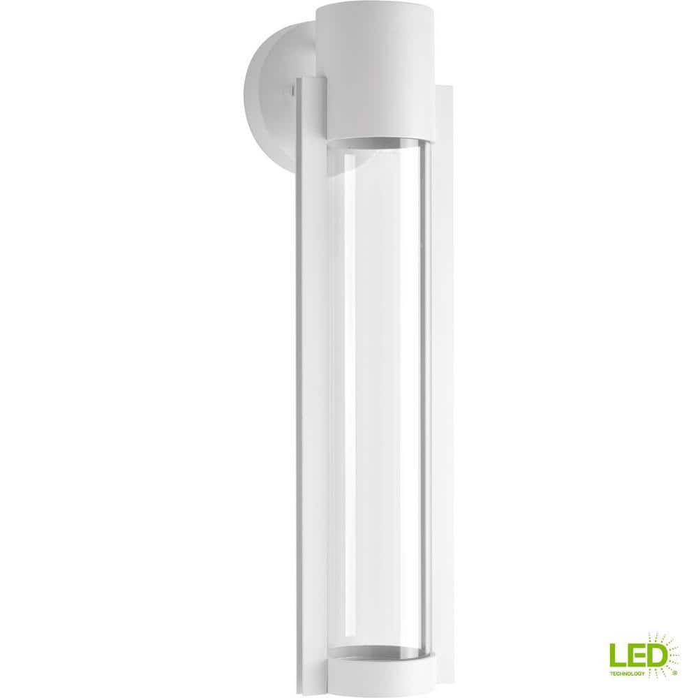 Satin White Architectural LED Outdoor Sconce with Clear Glass Diffuser