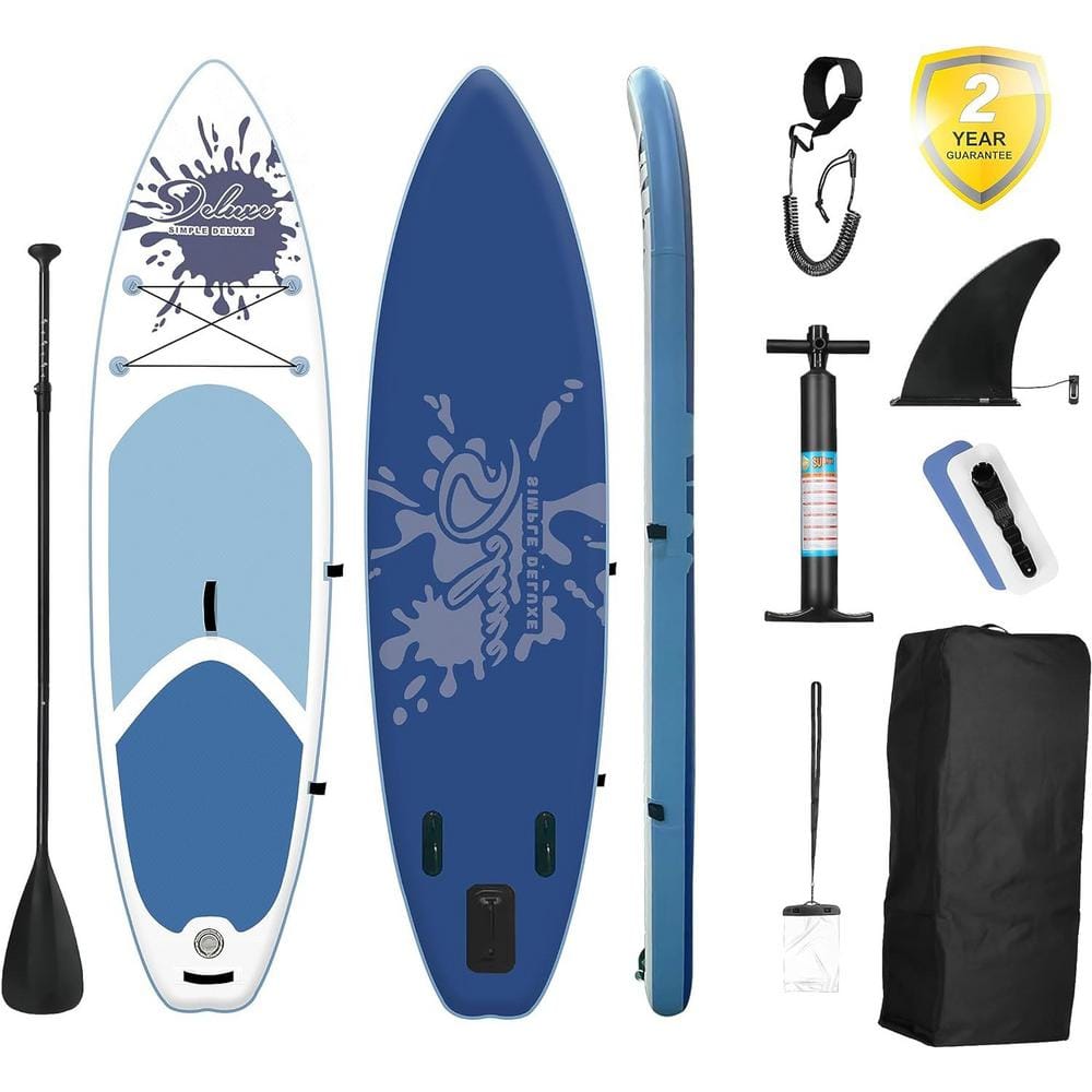 10.5 ft. Blue Inflatable Stand Up Paddle Board with Accessories and Backpac