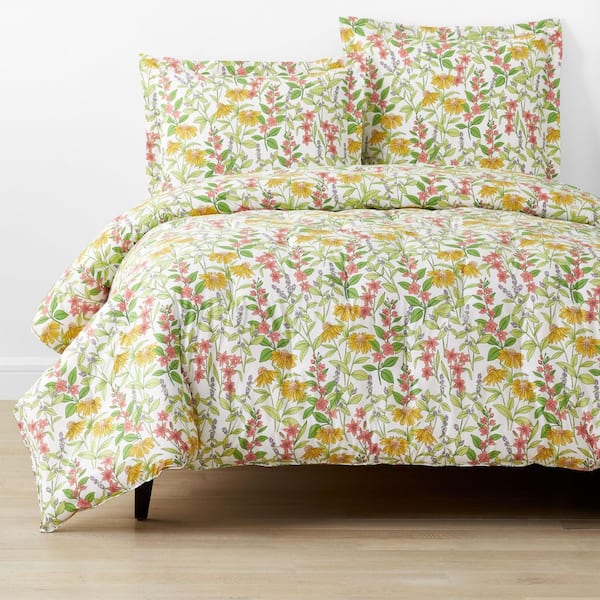 The Company Store Company Cotton Coneflower Patch Ivory Multi Full Cotton Percale Comforter