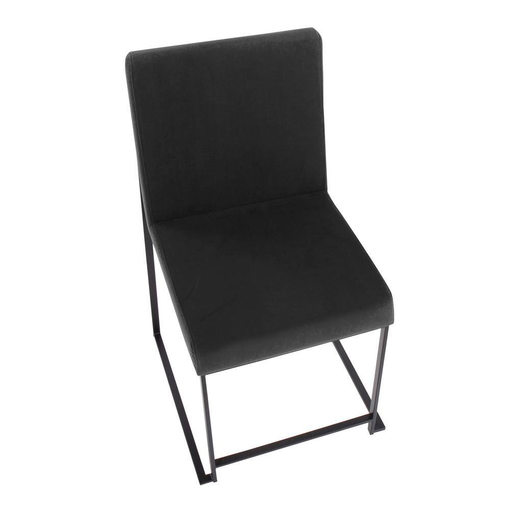 Elegant High Back Fuji Dining Chairs in Black Velvet and Steel
