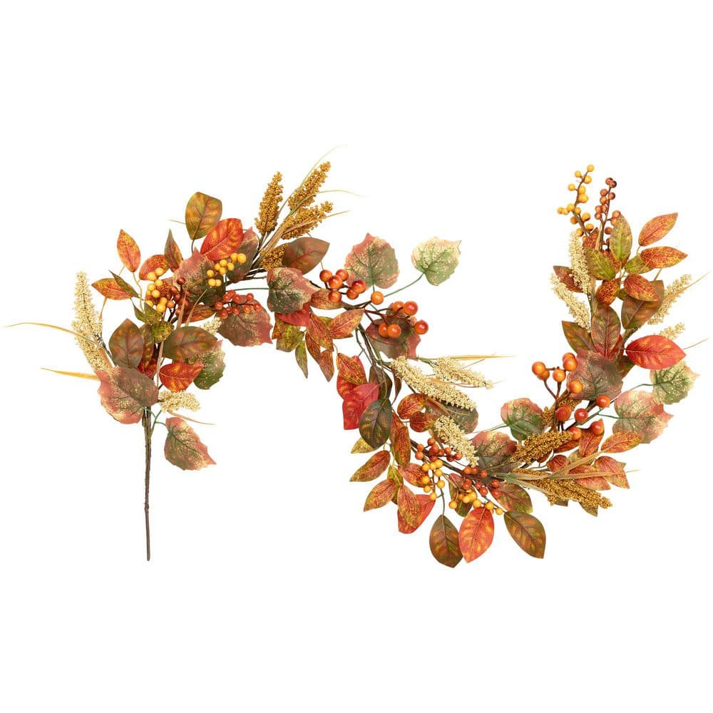 Northlight Autumn Leaves and Berries Artificial Fall Harvest Garland ...