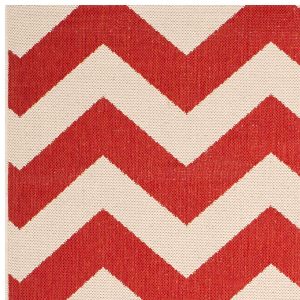 Red Chevron Flat Woven Indoor/Outdoor Area Rug