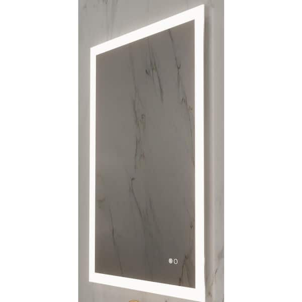 PARIS MIRROR Koss 24 in. W x 36 in. H Rectangular Frameless Wall Mounted Bathroom Vanity Mirror with Variant LED 3000K-4000K-6000K