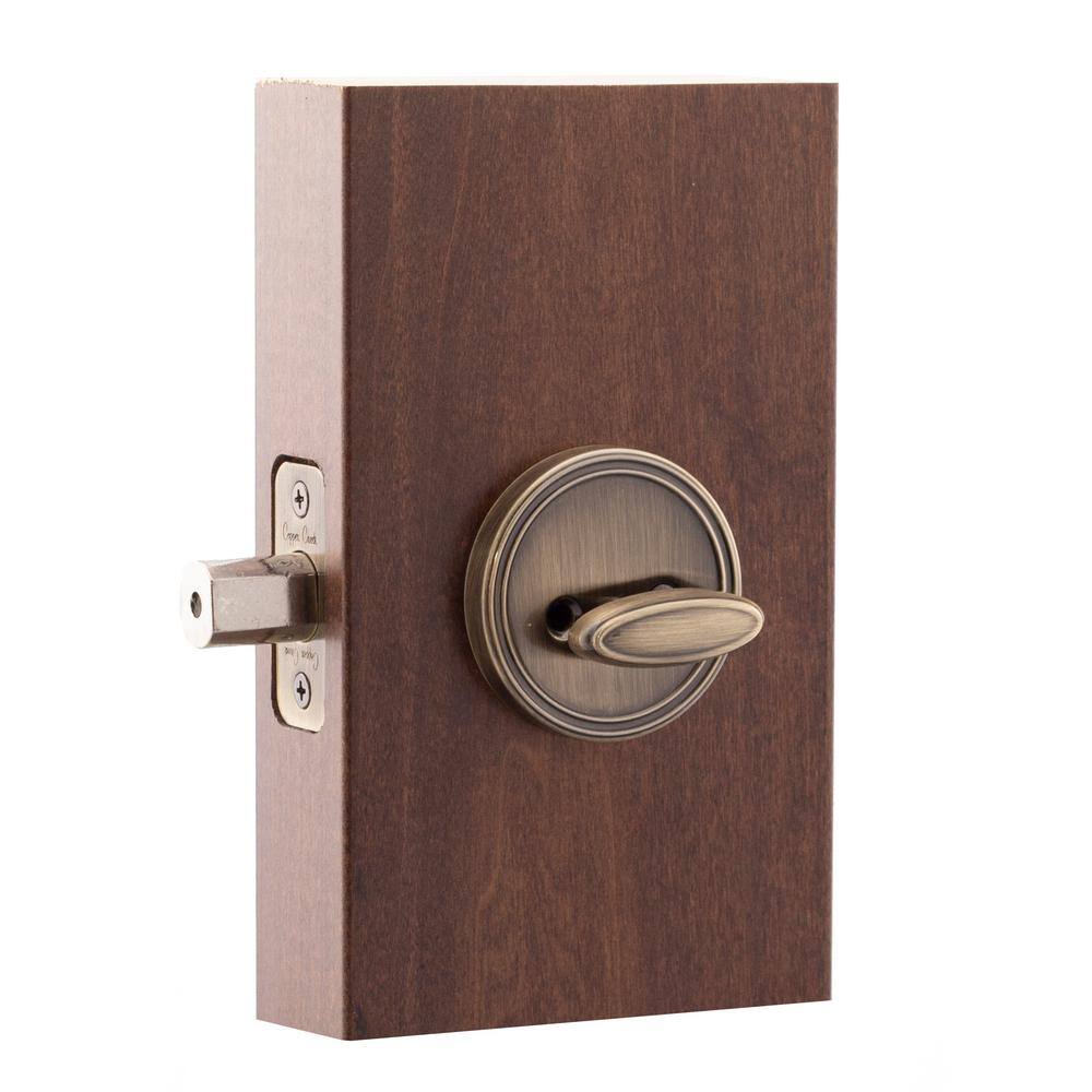 Antique Brass Single Cylinder Deadbolt with Solid Brass Cylinder