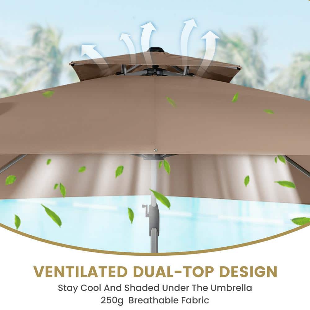 11 ft. Red Aluminum Double Top Patio Umbrella