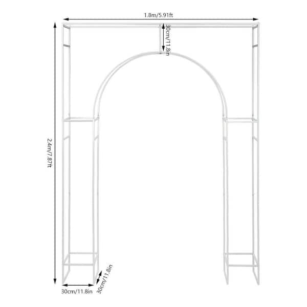 YIYIBYUS 94.5 in. x 70.9 in. White Metal Wedding Arch Backdrop Stand Background Decoration Garden Arbor Frame YLJHKT5BWDZJ8