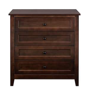 17.72 in. W x 32.68 in. D x 35.55 in. H Auburn Brown Linen Cabinet with 4-Drawers, Retro Round Handle