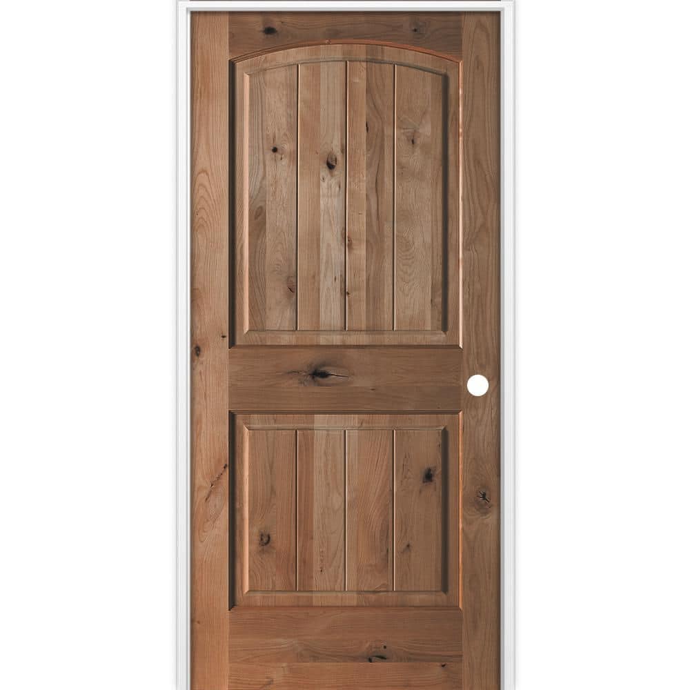32 in. x 80 in. Rustic 2-Panel Arch Top VG Left-Hand True Black Stain Knotty Alder Wood Single Prehung Interior Door price history on PriceWatchPro