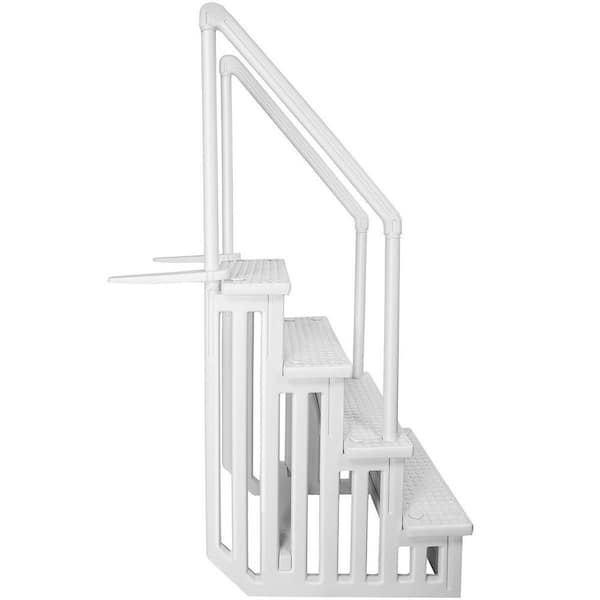 Vertical Above Ground Pool Adjustable Ladder w/ Top Safety Platform 46-56 Tall