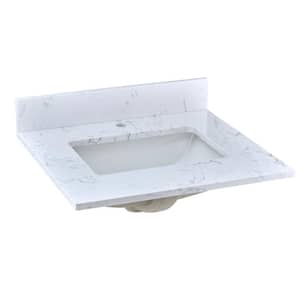 24 in. W x 22 in. D Engineered Stone Composite Vanity Top in White with White Rectangular Single Sink
