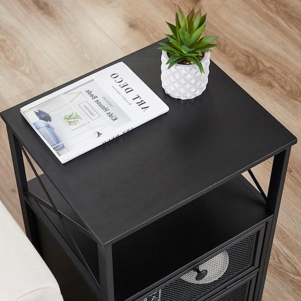 Costway 1-Drawer White Nightstand with Drawer Storage Shelf