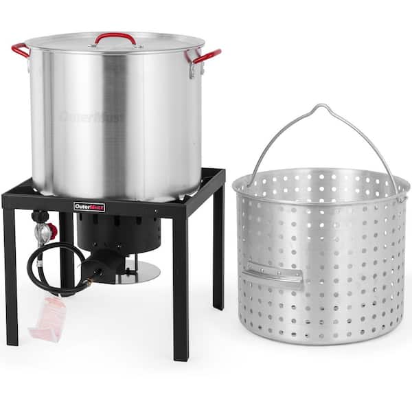 80 Qt. 110,000 BTU Crawfish Boiler with Seafood Boil Pot and Burner