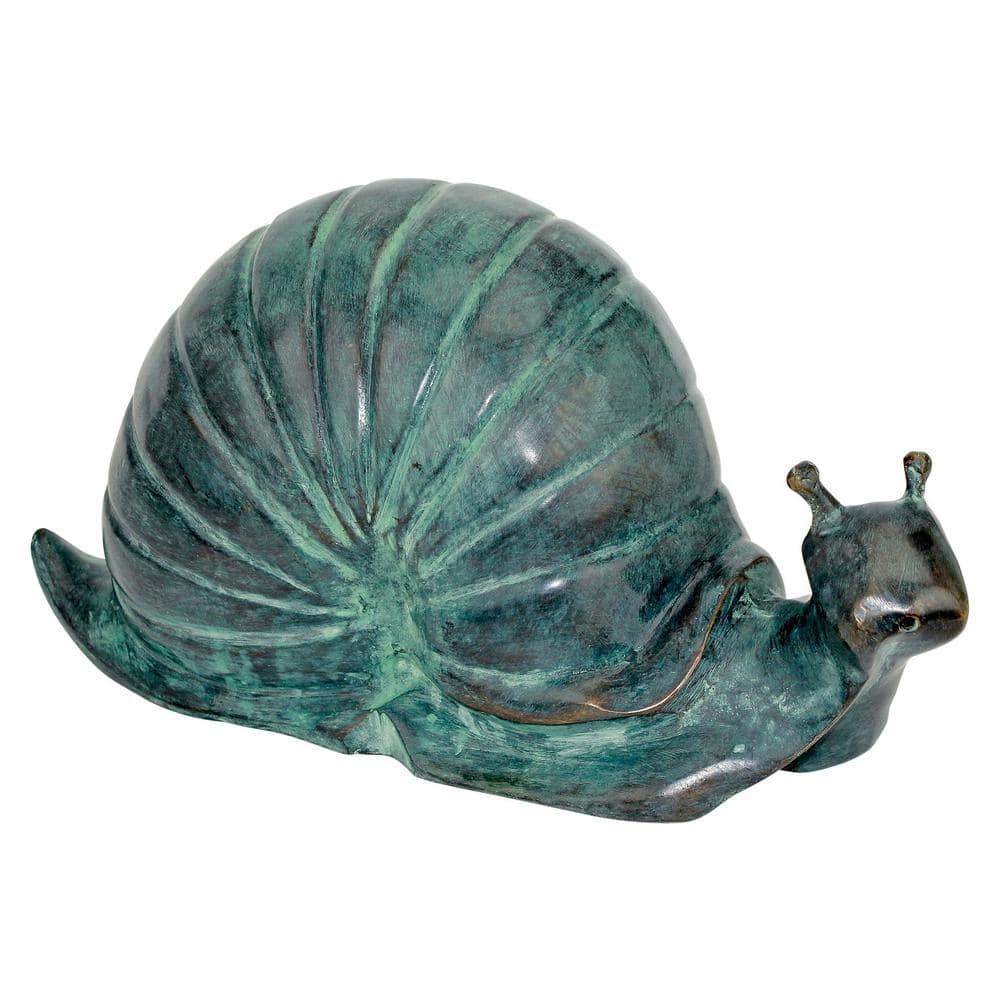 Large Bronze Snail Garden Statue with Emerald Patina