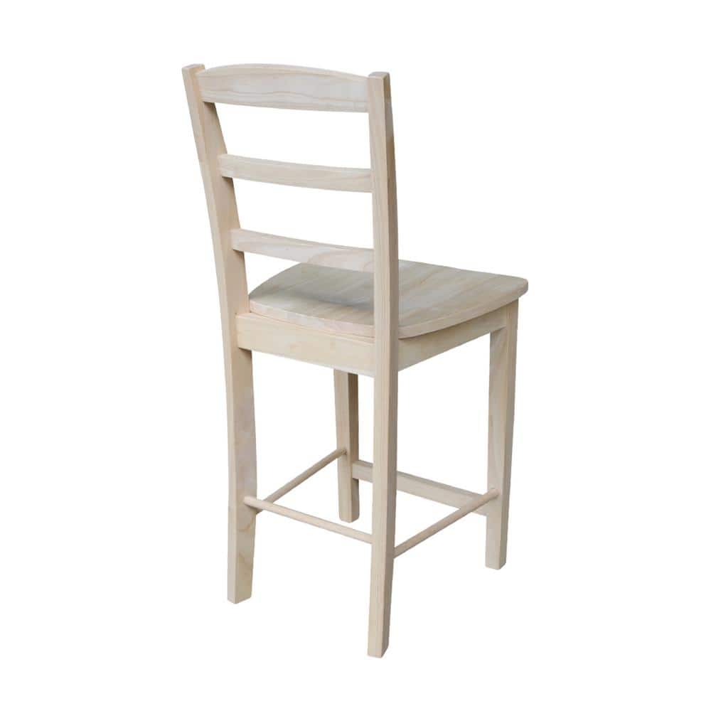 Traditional Unfinished Solid Parawood 24" Madrid Barstool