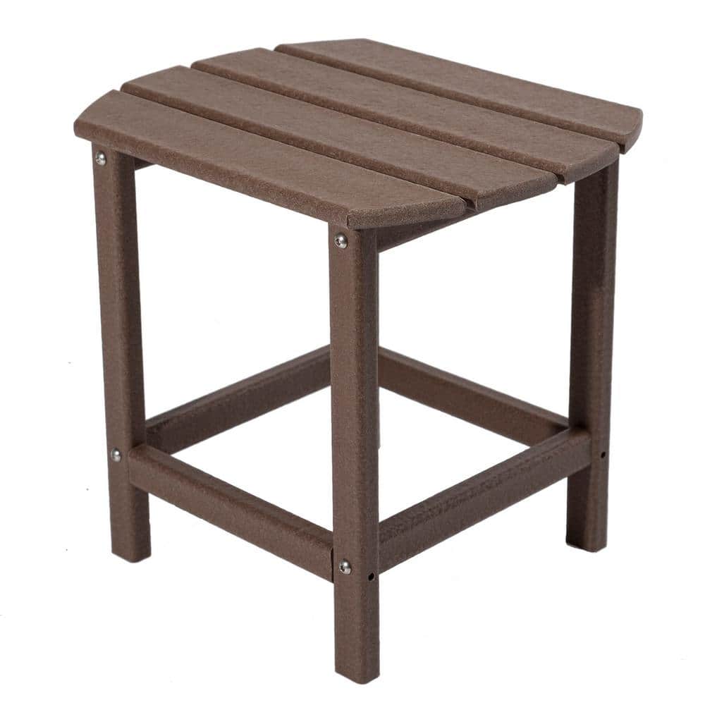 Evergreen Brown Resin Outdoor Side Table 8F00630 The Home Depot