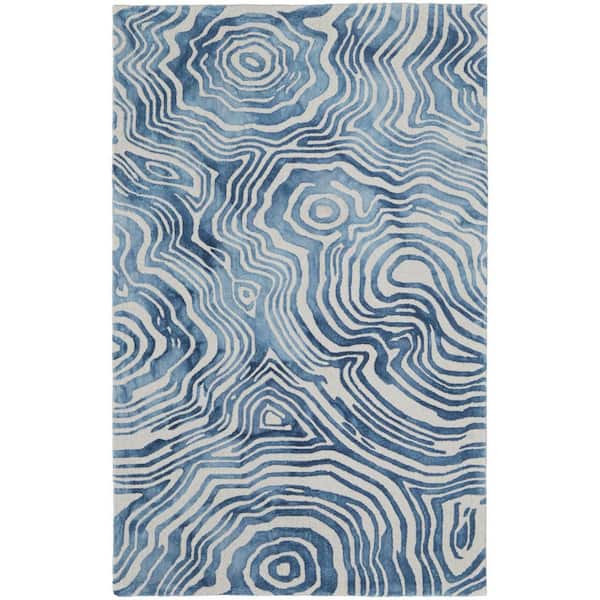 HomeRoots Blue and Ivory Geometric 10 ft. x 13 ft. Area Rug
