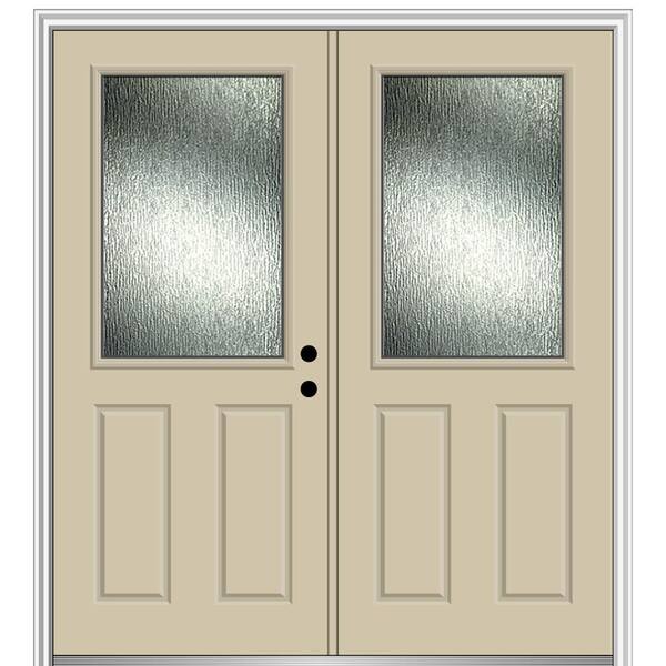 MMI Door 64 in. x 80 in. Left-Hand Inswing Rain Glass Wicker Fiberglass Prehung Front Door on 6-9/16 in. Frame