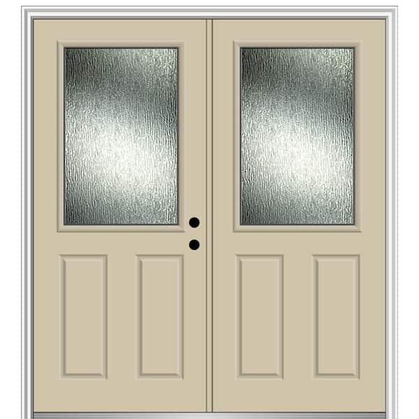 MMI Door 72 in. x 80 in. Left-Hand Inswing Rain Glass Wicker Fiberglass Prehung Front Door on 6-9/16 in. Frame