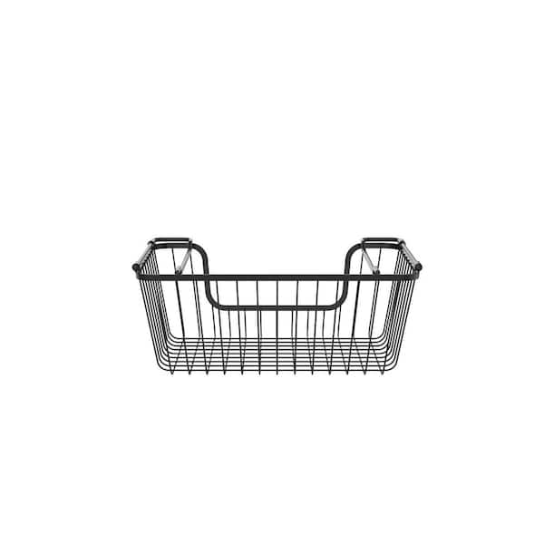 Aoibox Stackable Metal Wire Storage Basket Set for Pantry, Countertop, Kitchen or Bathroom - Black, Set of 3