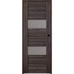 24 in. x 80 in. Vita Left-Hand Solid Core 2-Lite Frosted Glass Gray Oak Wood Composite Single Prehung Interior Door