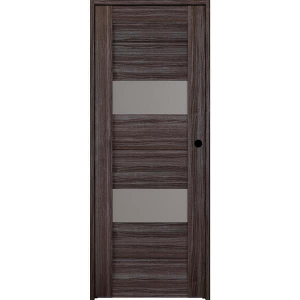 Belldinni 18 in. x 80 in. Vita Left-Hand Solid Core 2-Lite Frosted Glass Gray Oak Wood Composite Single Prehung Interior Door
