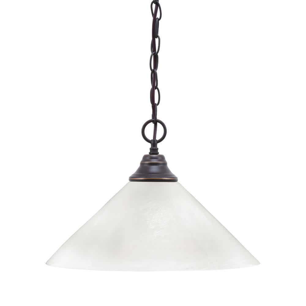 Kingston 100-Watt 1 Light Dark Granite Shaded Pendant Light with 16 in. Whi