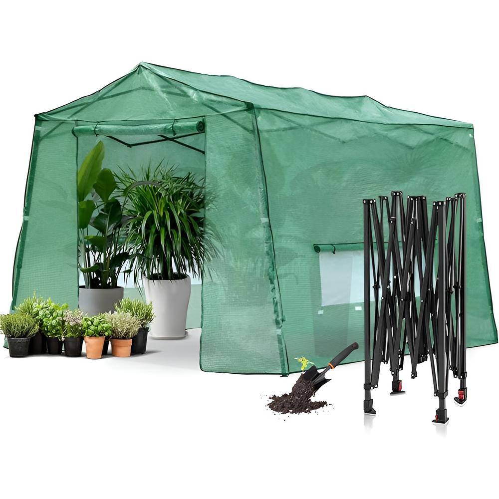 83 in. W x 102 in. D x 86 in. H Green Pop-up Walk-in Greenhouse, Plant Gard