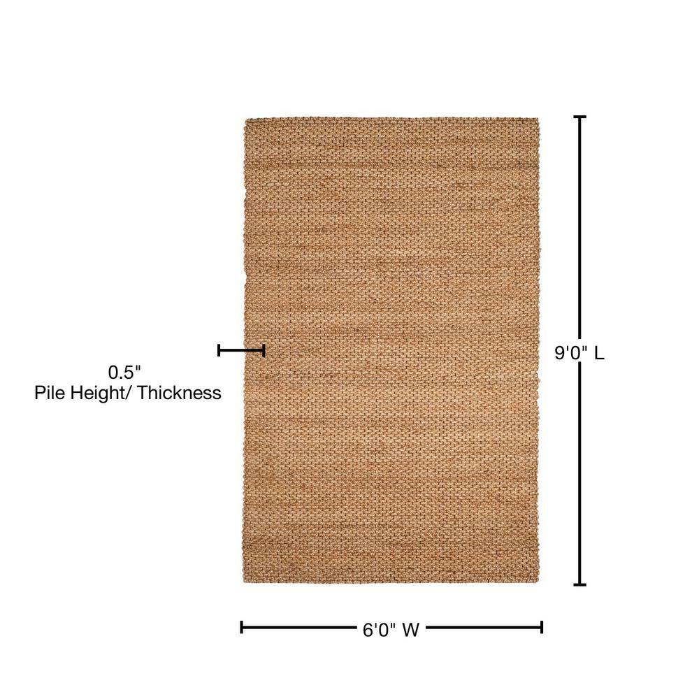 Natural Handmade Braided Jute Area Rug, 6' x 9'