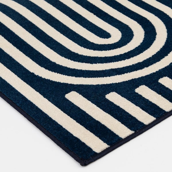 Tecopa Sedvick Blue 6 ft. 7 in. x 9 ft. 2 in. Geometric Polypropylene Indoor/Outdoor Area Rug