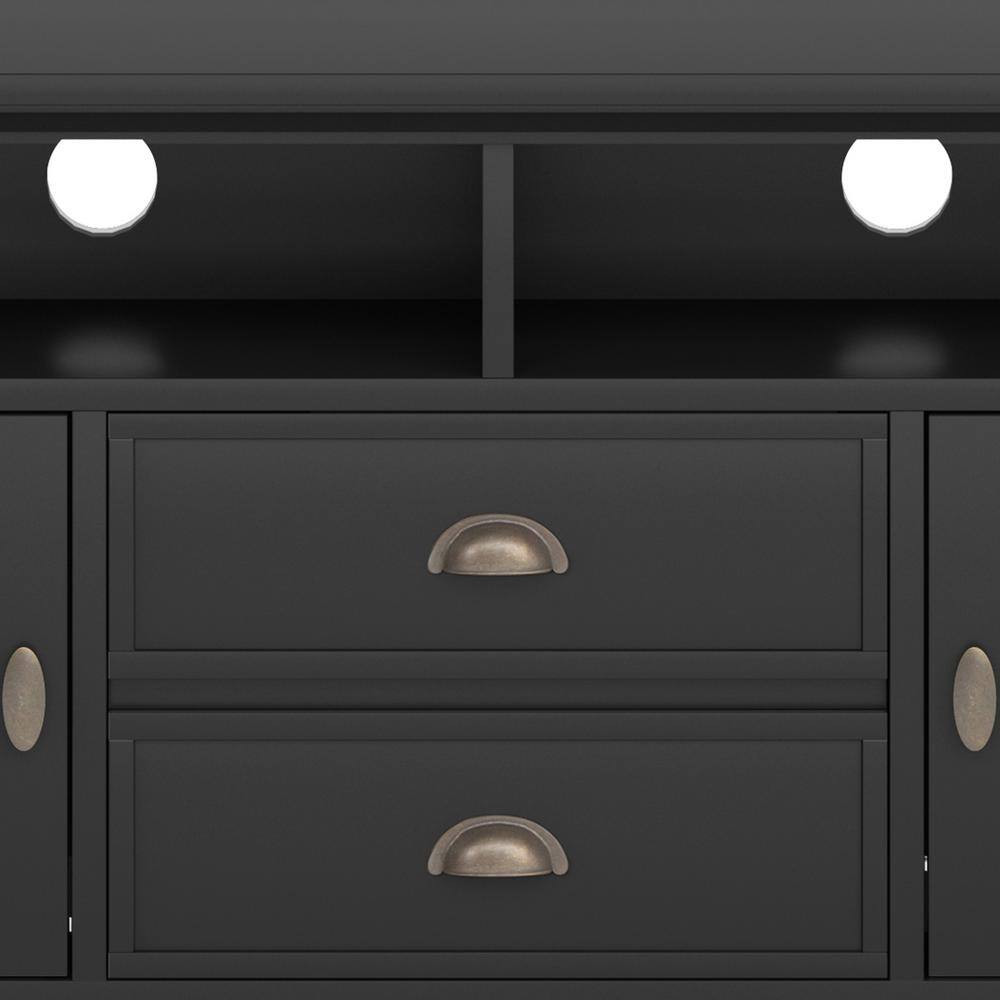 Redmond Black Solid Wood 72" TV Media Stand with Cabinets