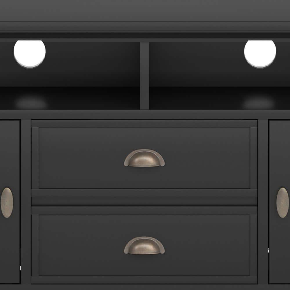 Redmond Black Solid Wood 72" TV Media Stand with Cabinets