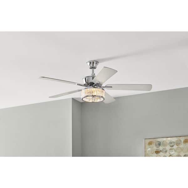 Janeen 52 in. Indoor Chrome Ceiling Fan with LED Bulbs with Remote Included