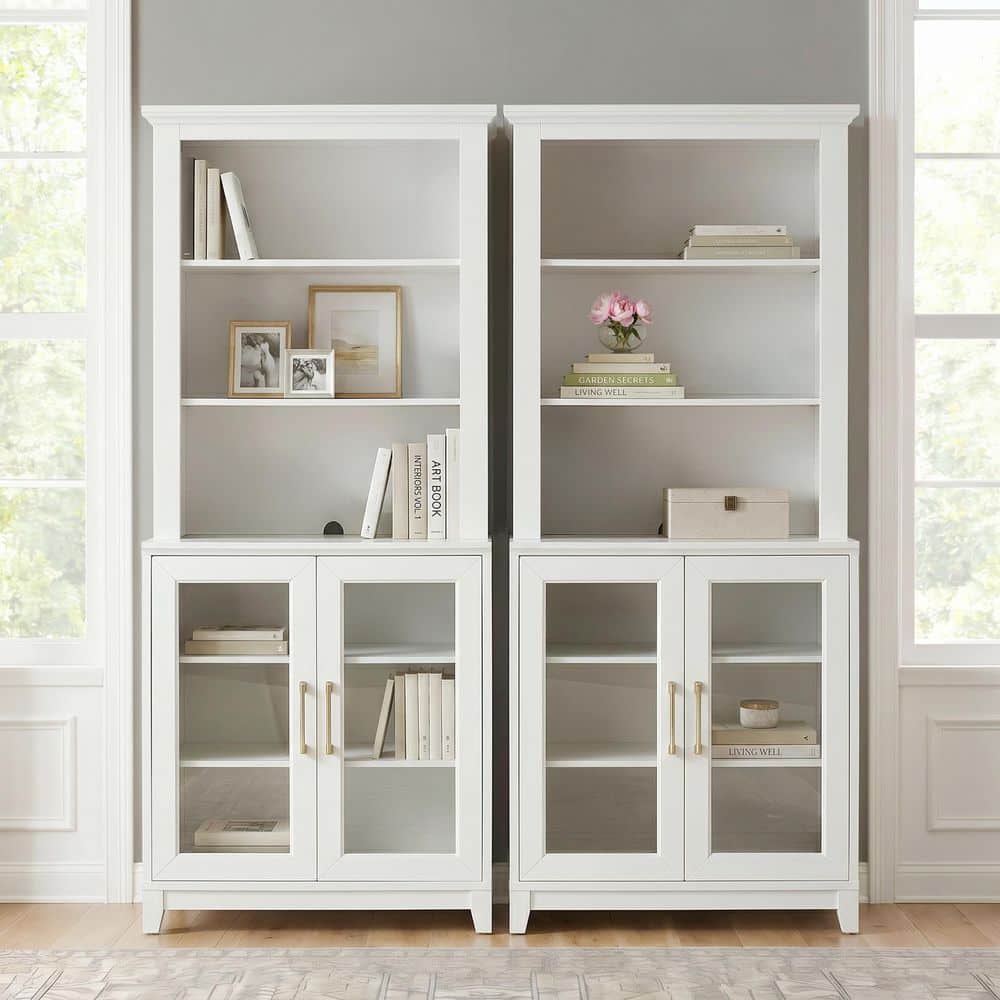 Bedford Set of 2 Modular White Frame/Gold Hardware 79.25 in. Accent Cabinet w/ 6 Shelves and Soft-Close Doors price history on PriceWatchPro