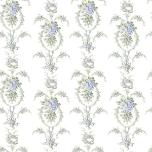 Rose Cheeks Blue Elysees Floral Cluster Wallpaper Sample