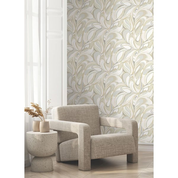 Beige Achate Beige and Grey Non-Pasted Non-Woven Metallic Wallpaper
