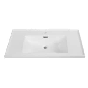 33.5 in. W x 18.9 in. D Solid Surface Resin Vanity Top in White