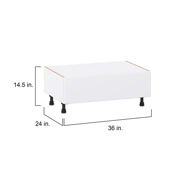 J COLLECTION Fairhope Bright White Slab Assembled Base Window Seat Kitchen Cabinet (30 in. W x 14.5 in. H x 24 in. D)