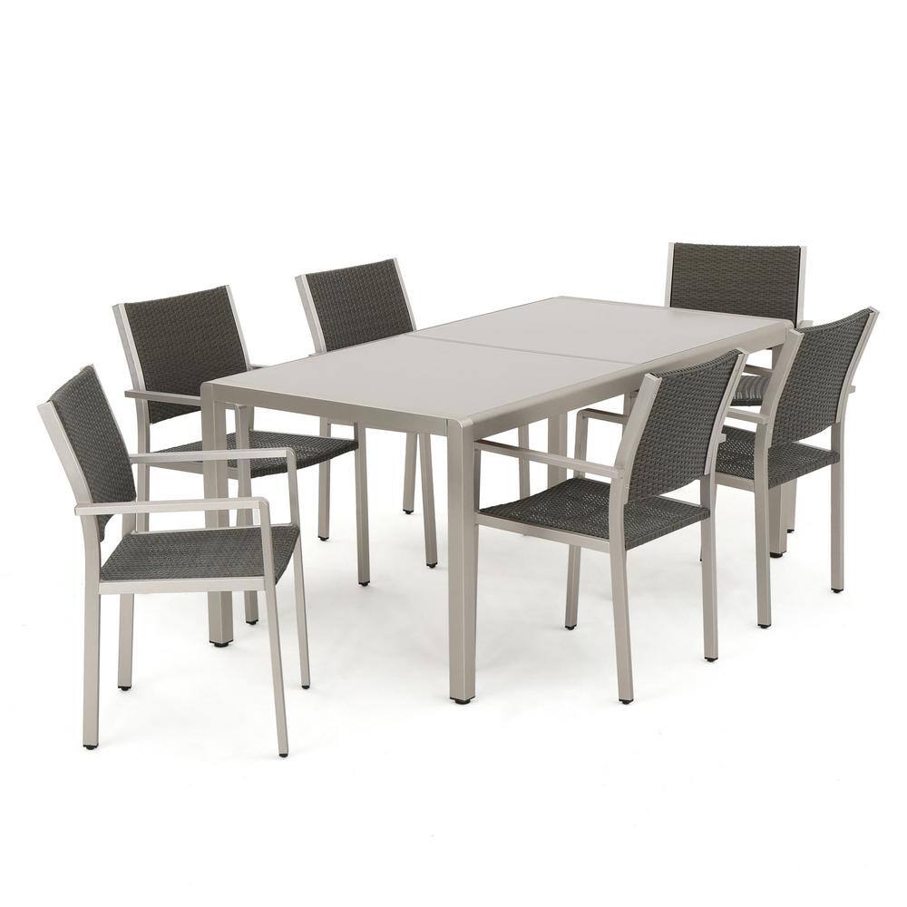 Gray Aluminum 10-Piece Patio Sofa and Dining Set