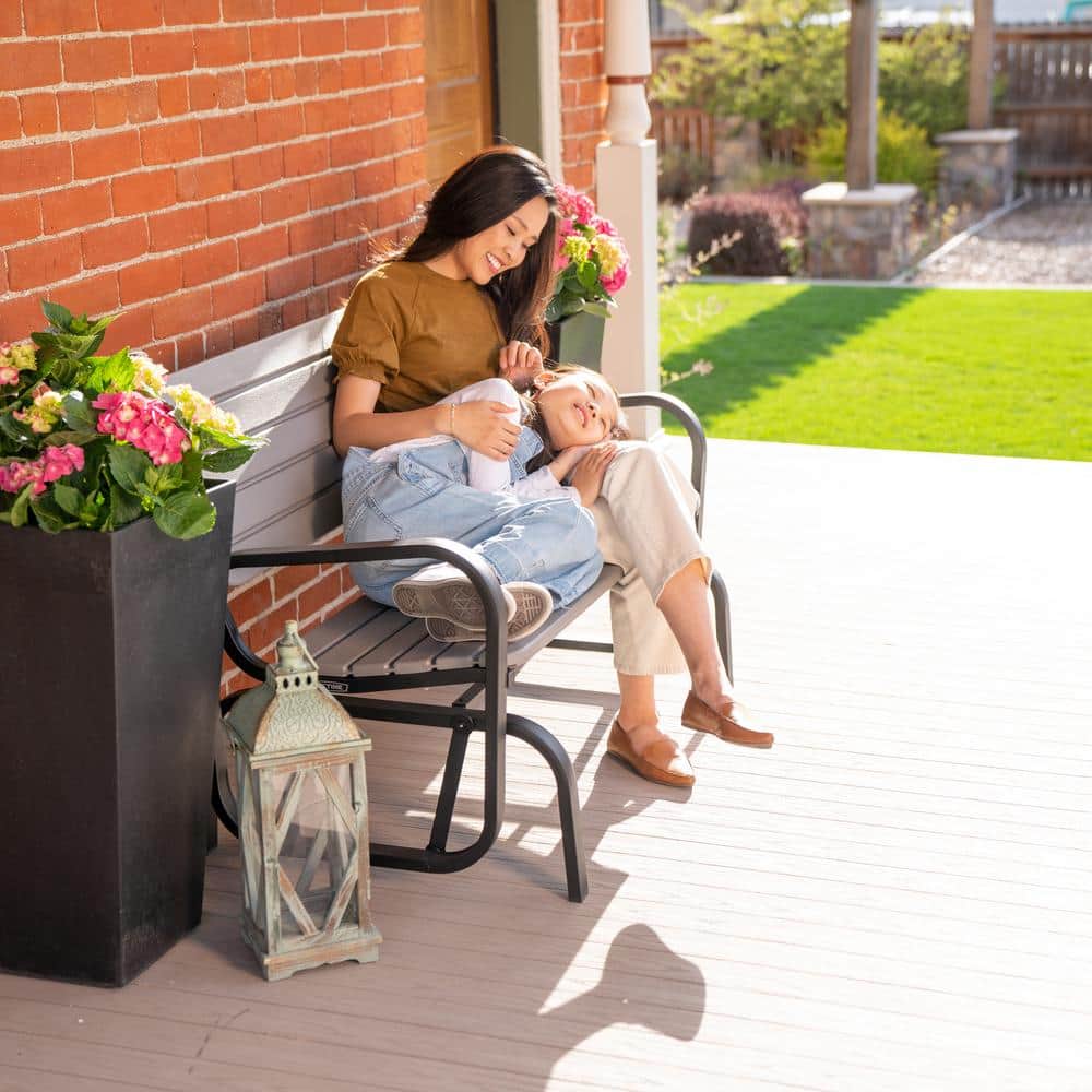 Gray Polyethylene and Steel Outdoor Glider Bench