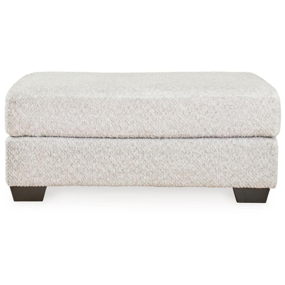 Contemporary White Plush Fabric Ottoman